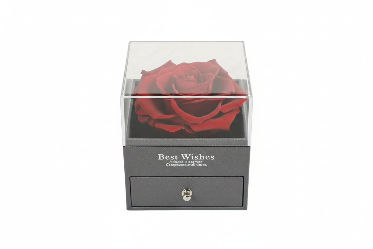 Luxury Rose with Heart Necklace and I Love You in 100 Languages Set